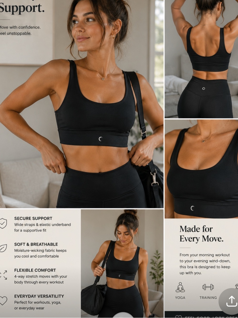Everyday Support Sports Bra - Black